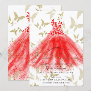 Invitation Danse Papillon Robe Rouge Orenterrement de Vie de 