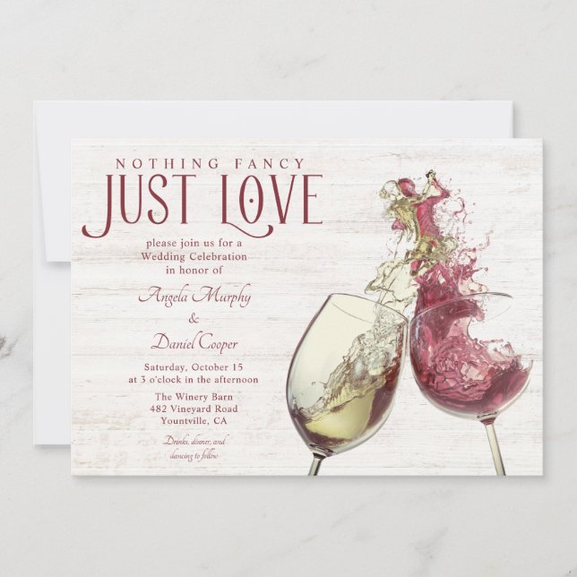 Invitation Danse Rouge Blanc Vin Juste Amour Mariage Célébrat (Devant)