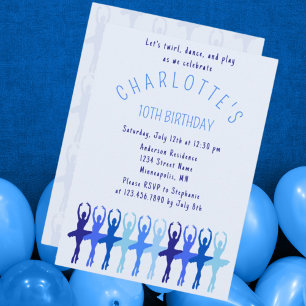 Invitation Danse Twirl Jouer Ballerina Girls Anniversaire