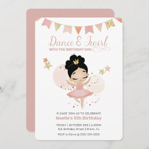 Invitation Danse & Twirl, Princesse Ballerina Anniversaire