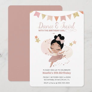 Invitation Danse & Twirl, Princesse Ballerina Anniversaire