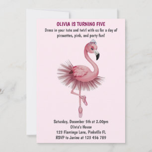 Invitation Danseur de ballet Flamant rose Anniversaire