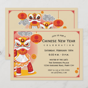 Invitation Danseur du lion du Nouvel An chinois