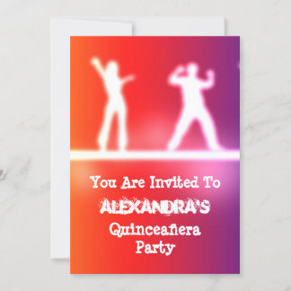 Invitation Danseurs colorés de néon funky parti Quinceañera