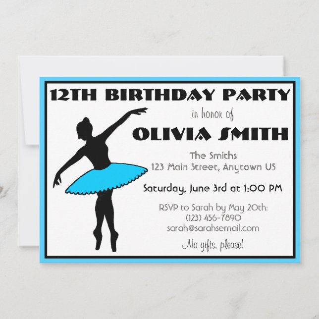 Invitation Danseurs de ballet Ballerina Neon Danse Anniversai (Devant)