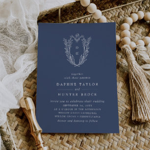 Invitation DAPHNE Simple moderne Botanique Mariage bleu foncé