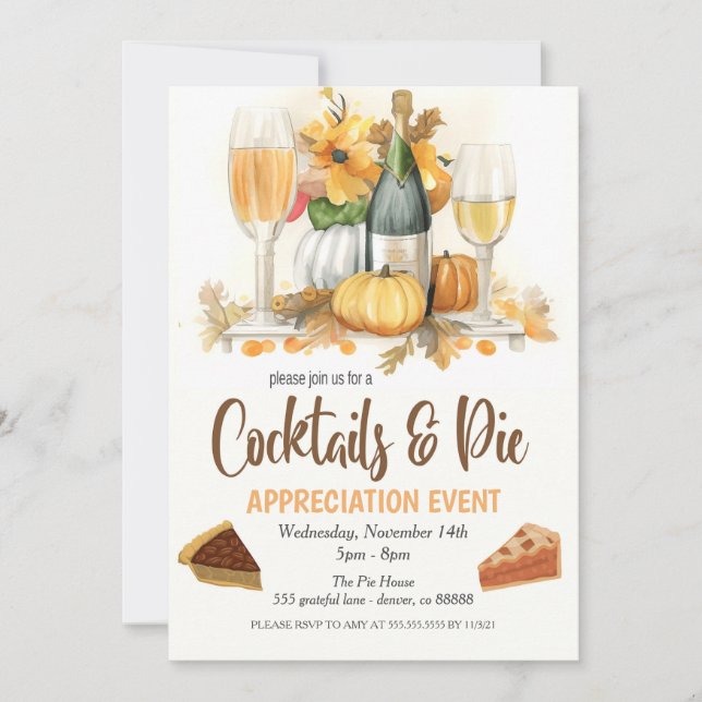 Invitation d'appréciation des cocktails et des tar (Devant)