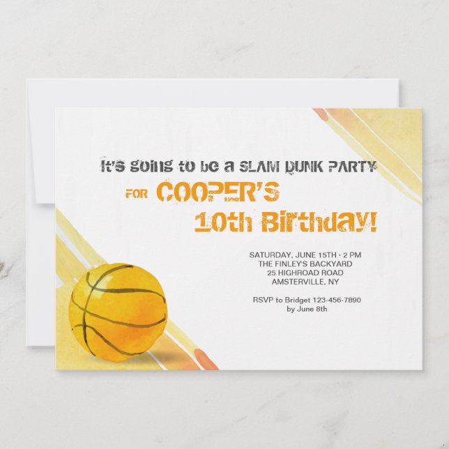 Invitation d'aquarelle de basket-ball (Devant)