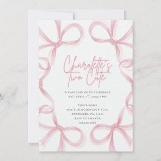 Invitation d'aquarelle fille 2 ans