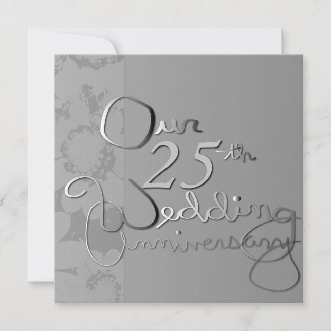 Invitation d'argent "Notre 25e anniversaire Mariag (Devant)