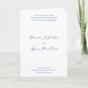 Invitation Daria Cobalt Bleu Mariage moderne