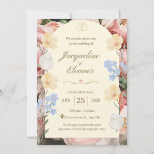 Invitation Dark Botanical Wedding Invite   Elegant Floral