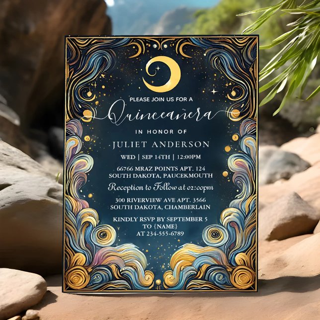 Invitation Dark Fun Star Prom Starry Night Sky Quinceanera (Créateur téléchargé)