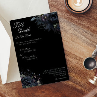 Invitation Dark Gothic Floral Noir jusqu'à la mort Mariage