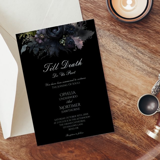 Invitation Dark Gothic Floral Noir Jusqu'à la mort Mariage of (Créateur téléchargé)