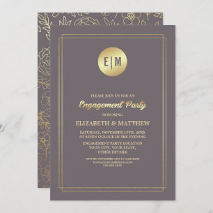 Invitation Dark Mocha Gold Floral