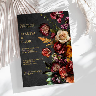 Invitation Dark Moody Bold Wild Flower Mariage