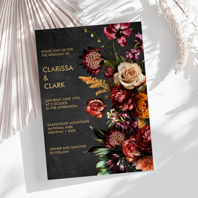 Invitation Dark Moody Bold Wild Flower Mariage (Créateur téléchargé)