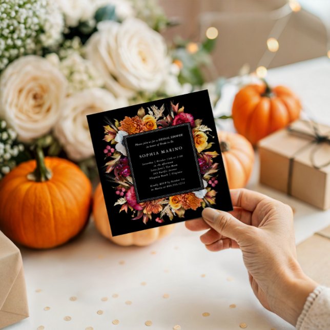 Invitation Dark Moody Fall Floral Fête des mariées romantique (Dark and Moody Fall Bridal Shower Invitation)