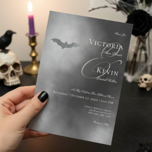 Invitation Dark Moody Mariage de chauve-souris et de brouilla