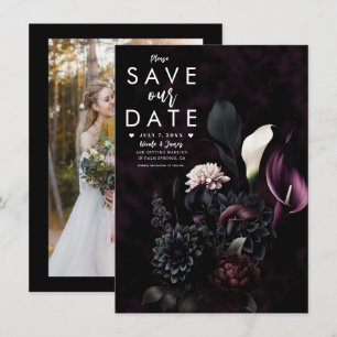 Invitation Dark Moody Mariage floral romantique Enregistrer l