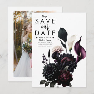Invitation Dark Moody Mariage floral romantique Enregistrer l