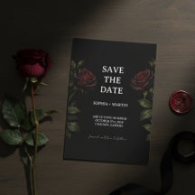 Dark Romance Red Rose Gothic Wedding Save The Date