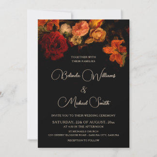 Invitation Dark Romantic Fine Art Flowers