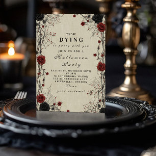 Invitation Dark Roses & Cobwebs Halloween Night