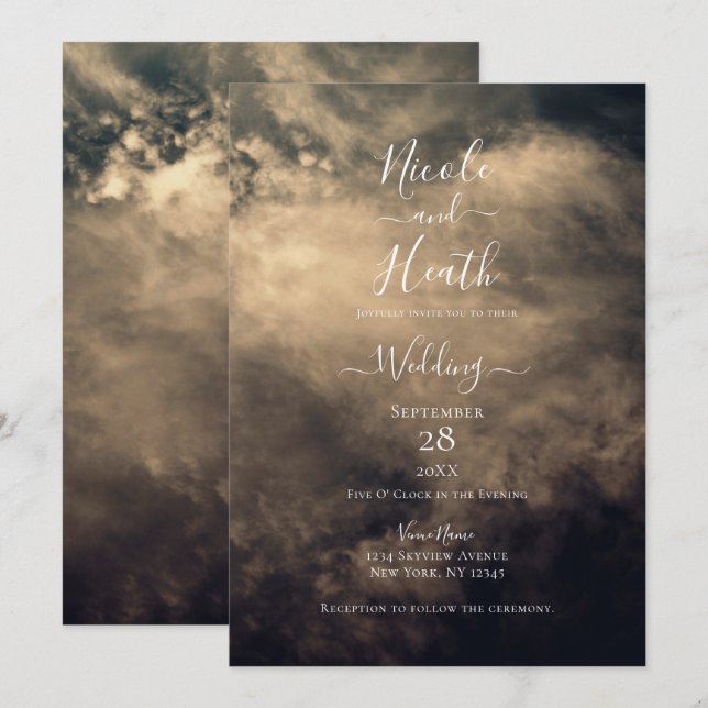 Invitation Dark Stormy Sky Mariage (Devant / Derrière)
