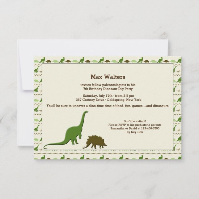 Invitation d'arrière - plan de dinosaure (Devant)