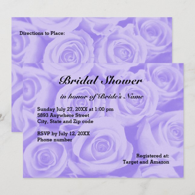 Invitation d'Arrière - plan Rose bleu clair (Devant / Derrière)
