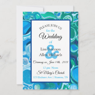 Invitation d'art fluide en marbre bleu profond et 