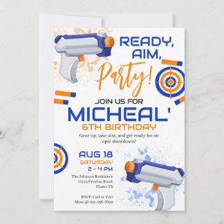 Invitation Dart Gun Birthday Party