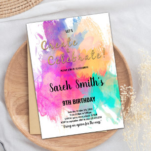 Invitation d'Art Party pour enfants avec éclabouss