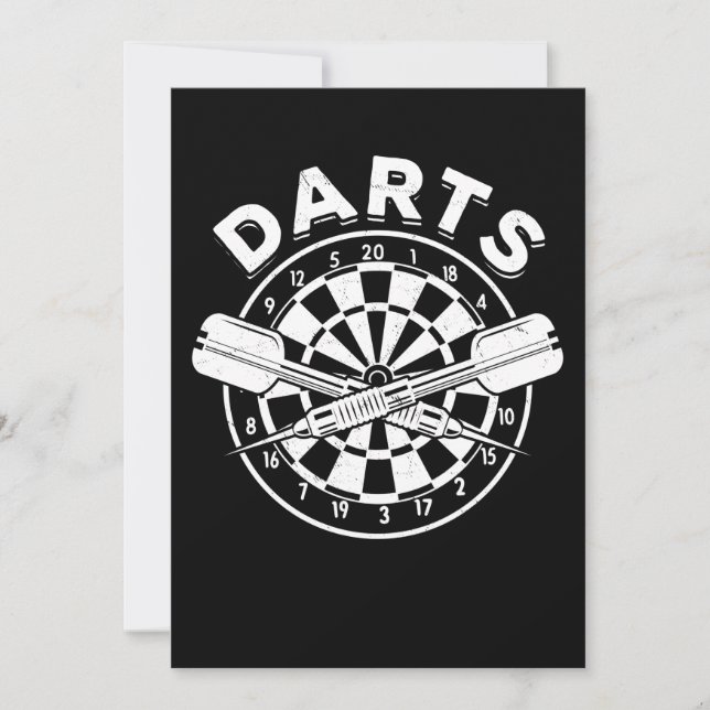 Invitation Darts Dartboard Hommes Dart Joueur 180 Rétro (Devant)