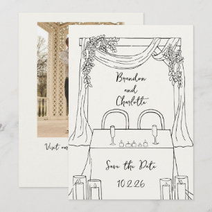 Invitation Date à sauver dessinée à la main romantique et fan