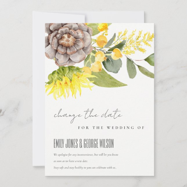 INVITATION DATE DE CHANGEMENT DU MARIAGE FLORAL EUCALYPTUS DE (Devant)