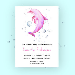 Invitation Dauphin Aquarelle Sous la Mer Baby Shower