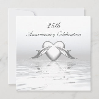 Invitation Dauphins et cœur pour anniversaire de mariage