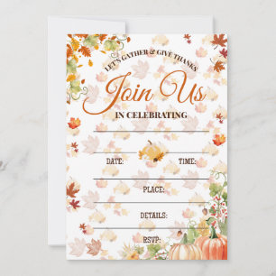 Invitation d'automne avec des citrouilles