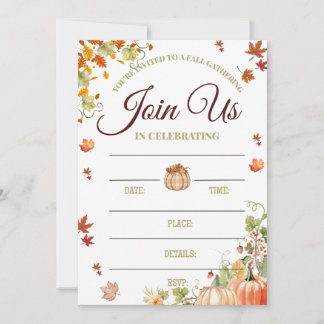 Invitation d'automne avec des citrouilles