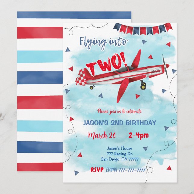 Invitation d'avion (Devant / Derrière)
