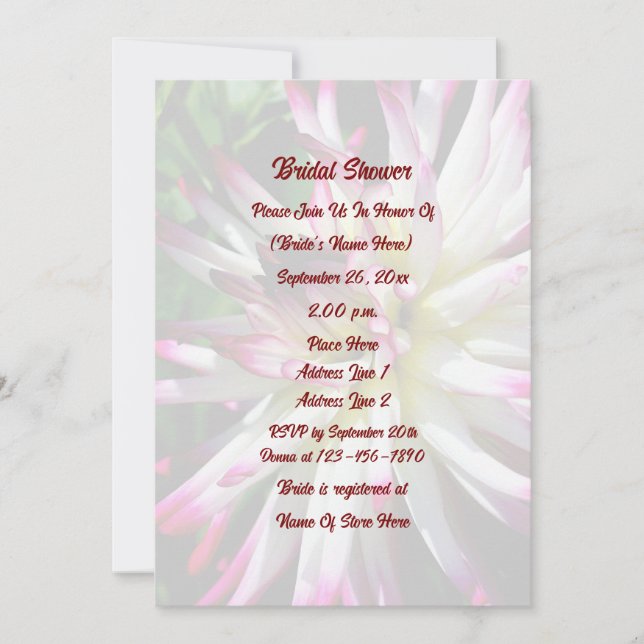 Invitation Dazzling Dahlia Flower Fête des mariées (Devant)