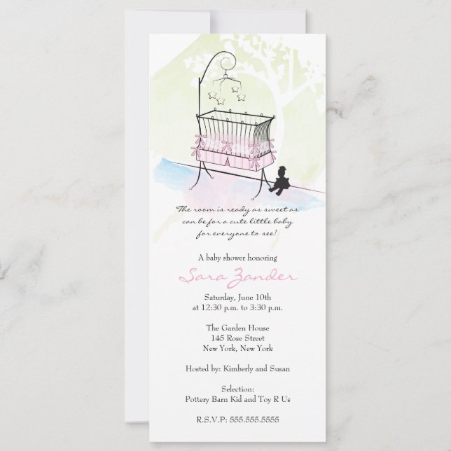 Invitation d'Baby shower de filles - Bébé (Devant)
