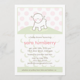 Invitation d'Baby showers de filles - Petit agneau