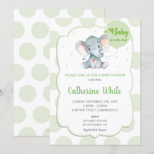 Invitation d'Baby showers éléphants Neutral