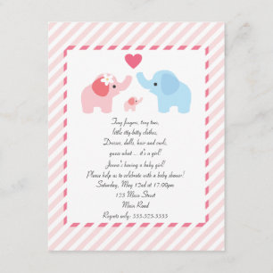 Invitation d'Baby showers éléphants pour les fille