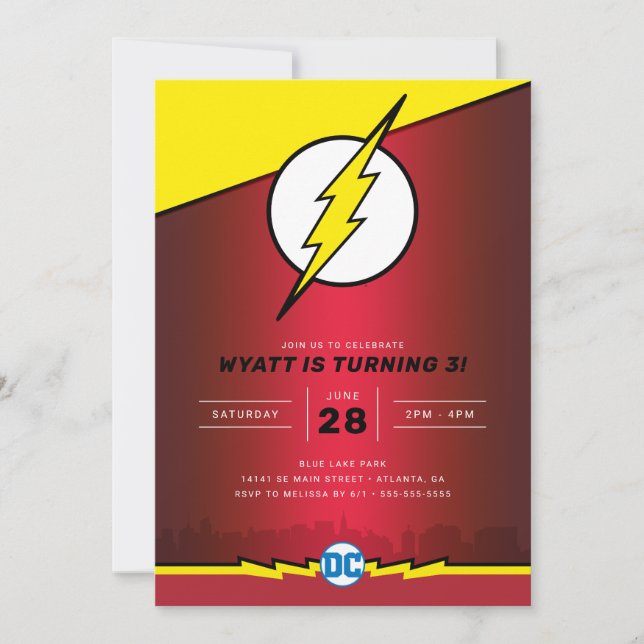 Invitation DC Comics - Flash | Anniversaire (Devant)