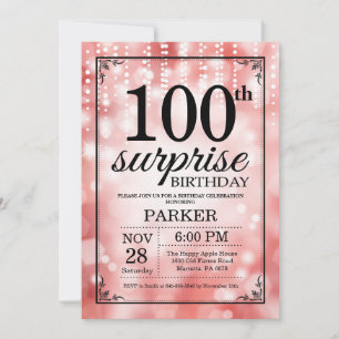 Invitation de 100e anniversaire surprise paillette